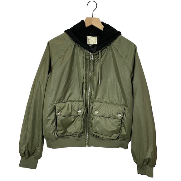 Aeropostale Hooded Bomber Jacket - Green - Large - Picture 1 of 16